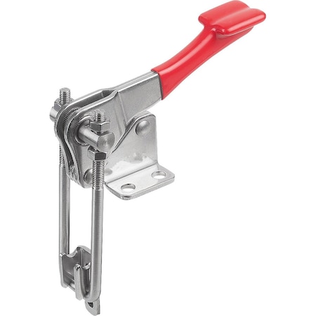 Kipp Latch-Action Clamp Vertical With Fixed Jaw, L1=20, 3, Stainless Steel Bright, Comp:Plastic Comp:Red K1265.14500